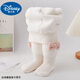 迪士尼寶寶嬰兒連褲襪冬款加厚大PP寶寶打底褲襪加絨純棉保暖連腳女童連體襪 白色-絨領(lǐng)結【01777】 均碼 6-12個(gè)月建議身高63-72cm