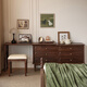 青心法式復古黑胡桃木梳妝臺斗柜一體實(shí)木化妝桌臥室收納六斗柜書(shū)桌 1.4米六斗柜+1.4米搭板【抽屜面獨板連紋】