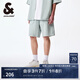 杰克·瓊斯（JACK&JONES）新款男士舒適彈力字母貼布休閑牛仔短褲男裝224343001 E42 中牛仔藍 M （175)