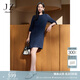 玖姿·安娜蔻【絕世名伶】優(yōu)雅香風幾何波點剪花連衣裙2025夏季新款 丈青 2XL