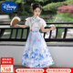 迪士尼（Disney）童裝女童漢服夏季馬面裙兒童唐裝2025新款女孩六一表演服半身裙夏 2438青花瓷套裝+項鏈 140 建議9~10歲（130-140cm）