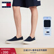 TOMMY JEANS25春夏新款男懶人一腳蹬輕便船鞋運動(dòng)休閑鞋帆布鞋 【01366】藏青色C1G 42