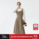 范思藍(lán)恩斑點(diǎn)毛呢通勤背帶連衣裙女2024冬季百搭裙子14534 咖色 M