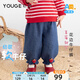 幼歌（YOUGE）嬰幼兒秋季新款活潑草莓柔軟燈籠褲輕盈透氣寬松牛仔褲 牛仔藍(lán)（66-90兩用襠） 110 cm