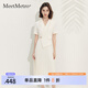 MeetMetro瑪依爾輕職場西裝連衣裙女2025夏新款簡約通勤百褶裙溫柔風裙子 淺杏【現(xiàn)貨閃電發(fā)】 L