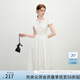 范思藍(lán)恩圓領(lǐng)系帶高腰肌理感小飛袖連衣裙女夏季2025新款裙子2154 白色 M
