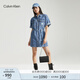 Calvin Klein小眾單肩包禮物荔枝紋包包金屬搭扣鏈條翻蓋CK女包斜挎包DH2806 UB1-太空黑 OS