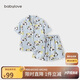 babylove親子裝家居套裝夏季薄款竹棉山茶母女母子短袖短褲居家兩件套睡衣