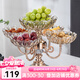 花語四季歐式水晶玻璃多層旋轉(zhuǎn)水果盤現(xiàn)代家用客廳茶幾奢華零食糖果盤擺件 五連盤陶瓷底座【可旋轉(zhuǎn)】