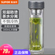 蘇泊爾（SUPOR） 雙層玻璃杯男女士家用商務(wù)泡茶車載水杯隔熱茶杯透明杯子 灰黑色 340ML