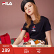 斐樂（FILA）官方女士短袖T恤夏印花運動女裝針織短袖套頭衫小熊T刺繡上衣 傳奇藍-NV M 165/84A