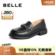 百麗（Belle）馬銜扣軟底樂福鞋女新商場同款百搭小皮鞋Z3B1DAA5 黑色 38 (240mm)