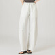 秸熙QS秸熙彎刀闊腿褲女2025夏季新款寬松麻感慵懶風(fēng)休閑薄款香蕉褲子 白色 XS