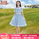 BICAIYA女大童連衣裙夏季學(xué)生女孩裙子9-12歲洋氣兒童公主裙14女童裙子夏 藍(lán)色 150 碼 建議高140-150厘米