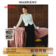 MAXRIENY【精英衣櫥】復古浪漫收腰抽褶半裙法式赫本風花邊長裙 黑色 L 03/38