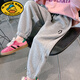 G.DUCKKIDS女童褲子春秋款2025新款洋氣兒童秋裝休閑褲寬松運(yùn)動(dòng)褲小女孩長褲 灰色 130 cm