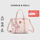 CHARLIE&KELLI CK品牌輕奢女包托特包包女款2025年手提水桶包單肩斜挎七夕禮物 粉色【京倉配送 品牌禮袋】