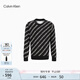 Calvin Klein Jeans秋冬男時(shí)尚通身字母提花羊毛混紡圓領(lǐng)毛衣針織衫J319617 BEH-太空黑 S