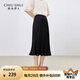 秋水伊人簡(jiǎn)約時(shí)尚半身裙2025年夏季新款女時(shí)尚百搭壓褶流光半身裙 黑色 L