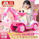 活石（LIVING STONES）兒童電動(dòng)車挖掘機(jī)可坐大人可挖土2-9歲汽車可駕駛遙控玩具車男孩 公主粉【電挖臂+音燈+遙控+推桿 大型挖土機(jī)1-3歲寶寶小孩電動(dòng)車