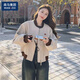 棉致棒球服外套女2025年春季新款美式街頭小個子短款百搭休閑撞色夾克 米白色 L 建議121-135斤