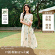 茵曼（INMAN）夏季植物碎花印花全棉女裝圓領(lǐng)連衣裙百搭裙子  杏色-連衣裙  L