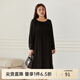 纖莉秀大碼女裝風(fēng)琴褶連衣裙淑女風(fēng)溫柔純色長(cháng)裙胖mm秋裝新款5490 黑色 3XL