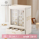 VLANDO2025新款首飾盒耳環(huán)項鏈飾品收納盒精致大容量高級生日禮物 米白色