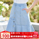betu百圖女裝短裙牛仔顯瘦遮胯A字魚尾裙半身裙女2204T44 牛仔色 M