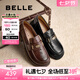 百麗（Belle）七夕禮物元寶樂福鞋女25秋新英倫粗跟小皮鞋單鞋D2S1DCA5預(yù)售 黑色 38 (240mm)