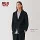 無(wú)印良品（MUJI） Labo 男式 羊絨混 夾克 男士外套冬季款長(zhǎng)袖西裝小西服 AF002A4A 黑色 S (165/84A)