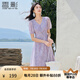 香影紫色碎花裙連衣裙女2025夏裝新款氣質(zhì)通勤中長法式v領(lǐng)雪紡裙 淺紫 M 160/84A/95-110斤