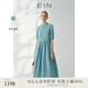EIN苧麻風(fēng)箏剪影 EIN言美拉藍蕾絲拼貼高腰碎褶A字連衣裙夏季新款 灰藍 L