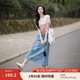 茵曼丁達(dá)爾漸變色圓領(lǐng)針織衫短袖T恤女裝2025年夏季新款上衣 粉白條 L