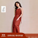 茵曼2025夏季女裝新款波西米亞民族風(fēng)貝殼掛脖吊帶連衣裙 棗紅色  M