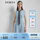 PORTS寶姿 商場同款新品女裝氣質無袖V領撞色連衣裙LL8D188KCY008 天藍色 L (8)