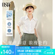 歐莎（OSA）夏季短袖白色襯衫女輕奢高級感職業(yè)面試薄款襯衣女士休閑雪紡上衣 白色 S