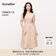 珂萊蒂爾【玫瑰裙】2025夏季新款優(yōu)雅蕾絲花紋短袖連衣裙女修身裙 淡橙紅 M