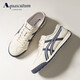 雅格獅丹（Aquascutum）男鞋2025新款真皮透氣百搭休閑鞋軟底薄款運動(dòng)德訓鞋 白藍色 42