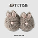 LATE TIME可愛(ài)兔子棉拖鞋女秋冬2025新款室內家居毛茸茸保暖月子毛毛拖鞋灰色38-39 【適合37-38碼腳】
