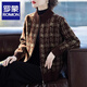 羅蒙（ROMON）媽媽裝春裝時(shí)尚洋氣質(zhì)短款外套女夾克休閑加大碼上衣服中老年女裝 咖色 L （建議100-115斤）