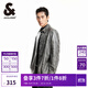 杰克·瓊斯（JACK&JONES）男裝秋季時(shí)尚潮襯衫外套百搭舒適休閑寬松翻領(lǐng)PU夾克男2244O3016 H0Z暗灰色 M 175