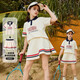 ASK JUNIOR度假風(fēng)套裝女童2025夏兒童針織polo衫短裙網(wǎng)球服兩件 米白  170 