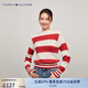 TOMMY HILFIGER【半高領條紋】春秋季女裝純棉條紋圓領肌理內(nèi)搭打底針織衫42155 紅白條紋XNN S （推薦：100-110斤）