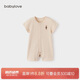babylove嬰兒短袖連體衣夏季薄款衣服彩棉提花透氣哈衣爬服新生兒寶寶夏裝