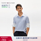 TOMMY HILFIGER【透氣舒適】夏季男裝珠地網(wǎng)眼商務休閑純色翻領(lǐng)短袖T恤POLOJA572 【休閑修身】淺藍色C1O M （推薦：135-150斤）