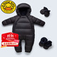 G.DUCKKIDS小黃鴨嬰兒連體羽絨服冬裝外出嬰幼兒加絨加厚保暖男寶寶3-12月爬 黑色服 90cm 25斤寶寶以?xún)却? title=