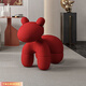 顧恩網(wǎng)紅小馬椅創(chuàng  )意動(dòng)物座椅卡通可愛(ài)坐椅少兒大人小狗造型凳子換鞋凳 絨布【中國紅】帶墊片 3D親膚 超大號
