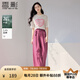 香影玫瑰粉高腰直筒褲2025夏季新款休閑時尚慵懶風垂感闊腿褲子女 粉色 M 160/84A/95-110斤