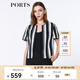 PORTS寶姿 春夏新品女裝圓領(lǐng)短袖袖條紋針織外套LA8J066FFT004 黑色條紋 S (4)